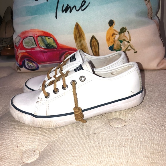 Sperry Top-Sider Seacoast white leather Lace-Up Sneakers Size 13.5 - Picture 3 of 10